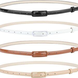 4 Pack Slim Leather Belts for Women Wide Range Colors Stylish Fashion